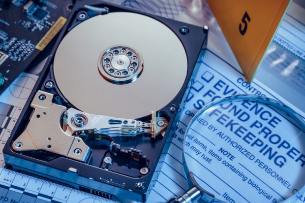 Hard disk drive. Cybercrime evidence.